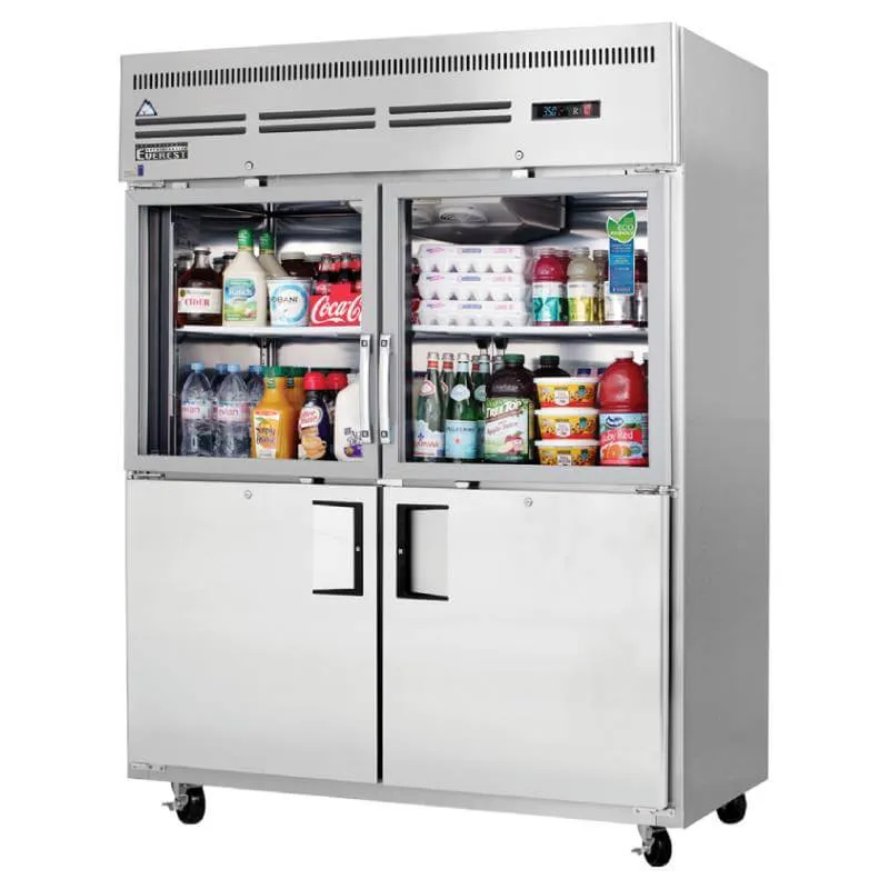 Everest - EGSWH4, Commercial 59" Reach-In Refrigerator 2 Glass 2 Solid Door 55cu.ft.