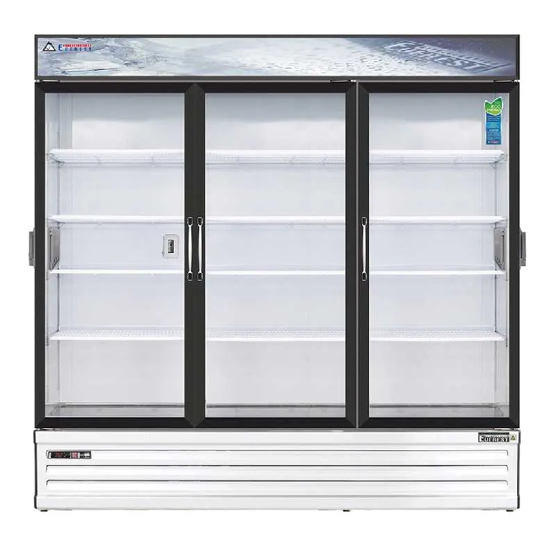 Everest - EMSGR69C, Commercial 72" 3 Swing Glass Door Chromatography Merchandiser Refrigerator 71 cu. ft.