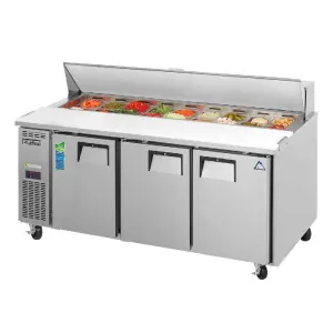 Everest - EPR3, Commercial 71" 18 Pan Salad Sandwich Food Prep Table Refrigerator 3 Section
