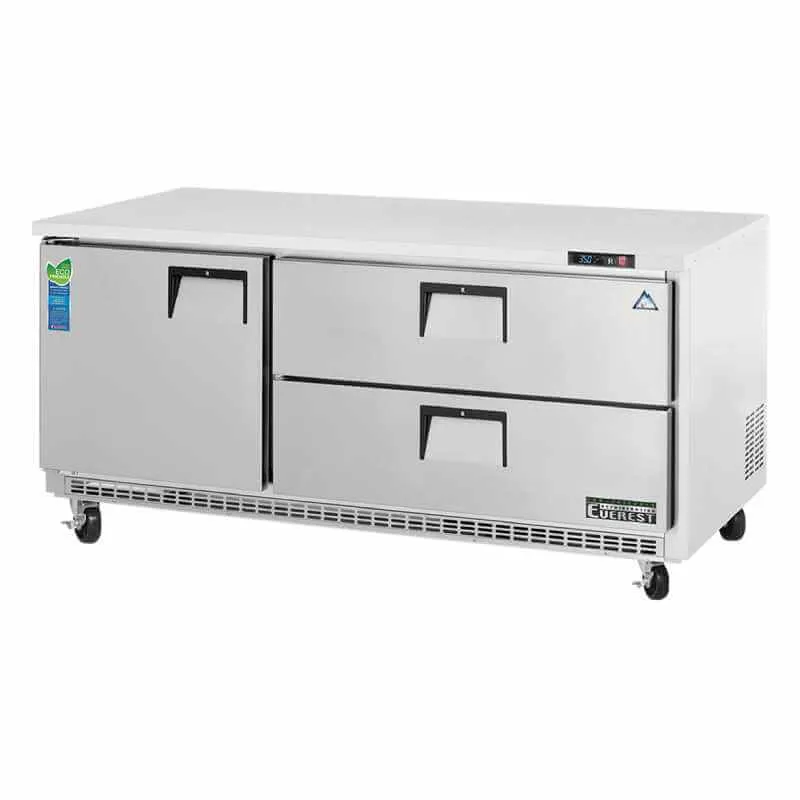 Everest - ETBR3-D2, Commercial 71" 2 Drawer Undercounter Refrigerator