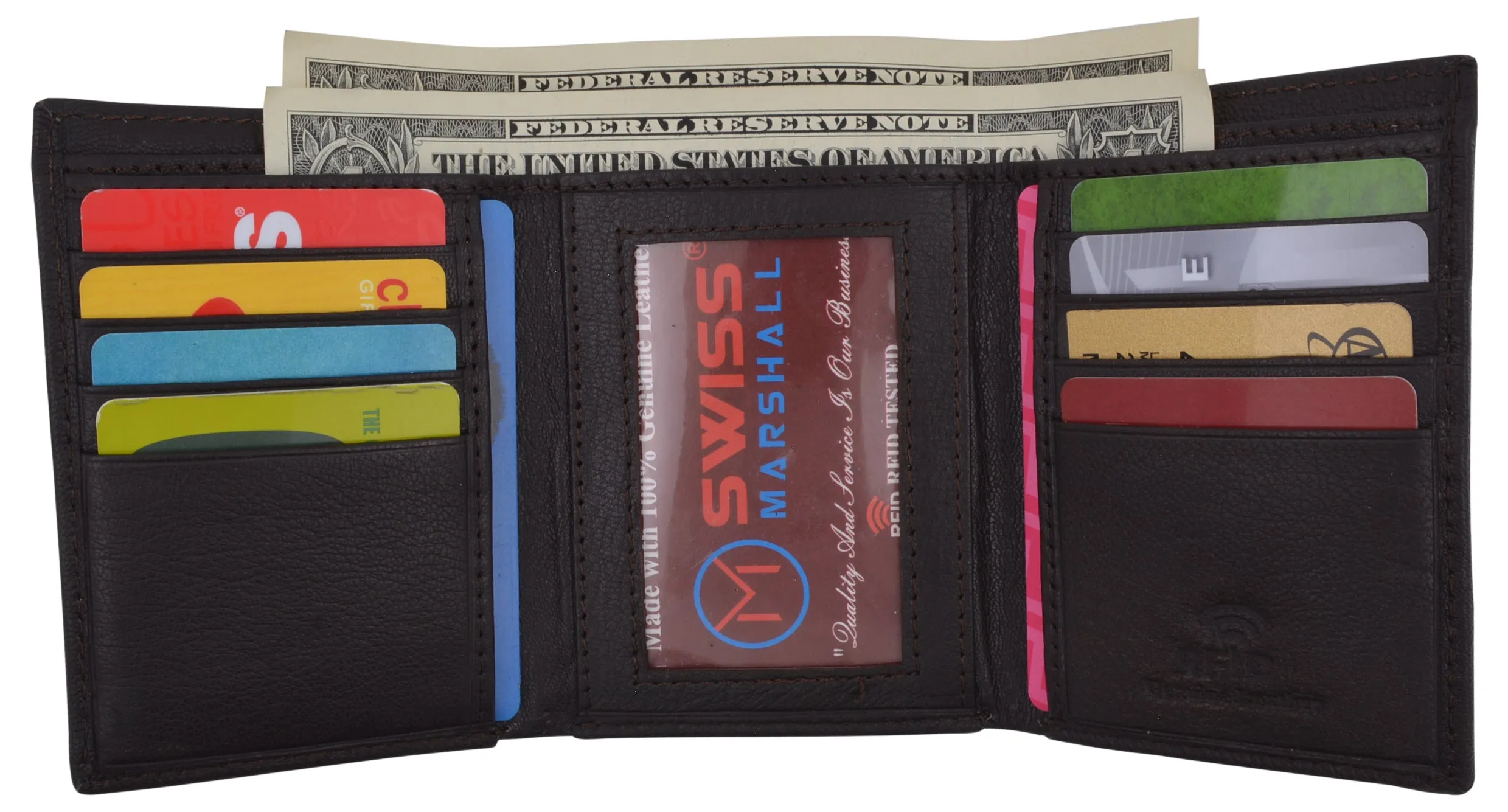 Slim Men'S Rfid Security Blocking Slim Trifold Credit Card Id Leather Wallet Flash Offer Today