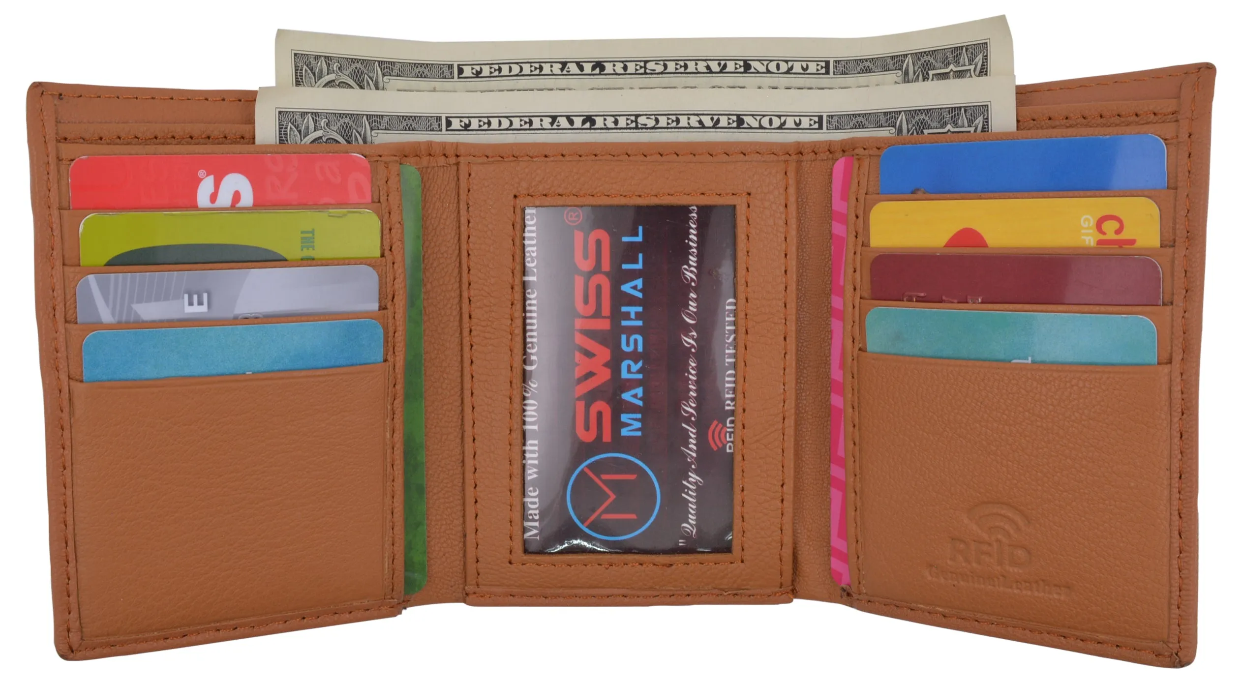 Slim Men'S Rfid Security Blocking Slim Trifold Credit Card Id Leather Wallet Online Exclusive Offer