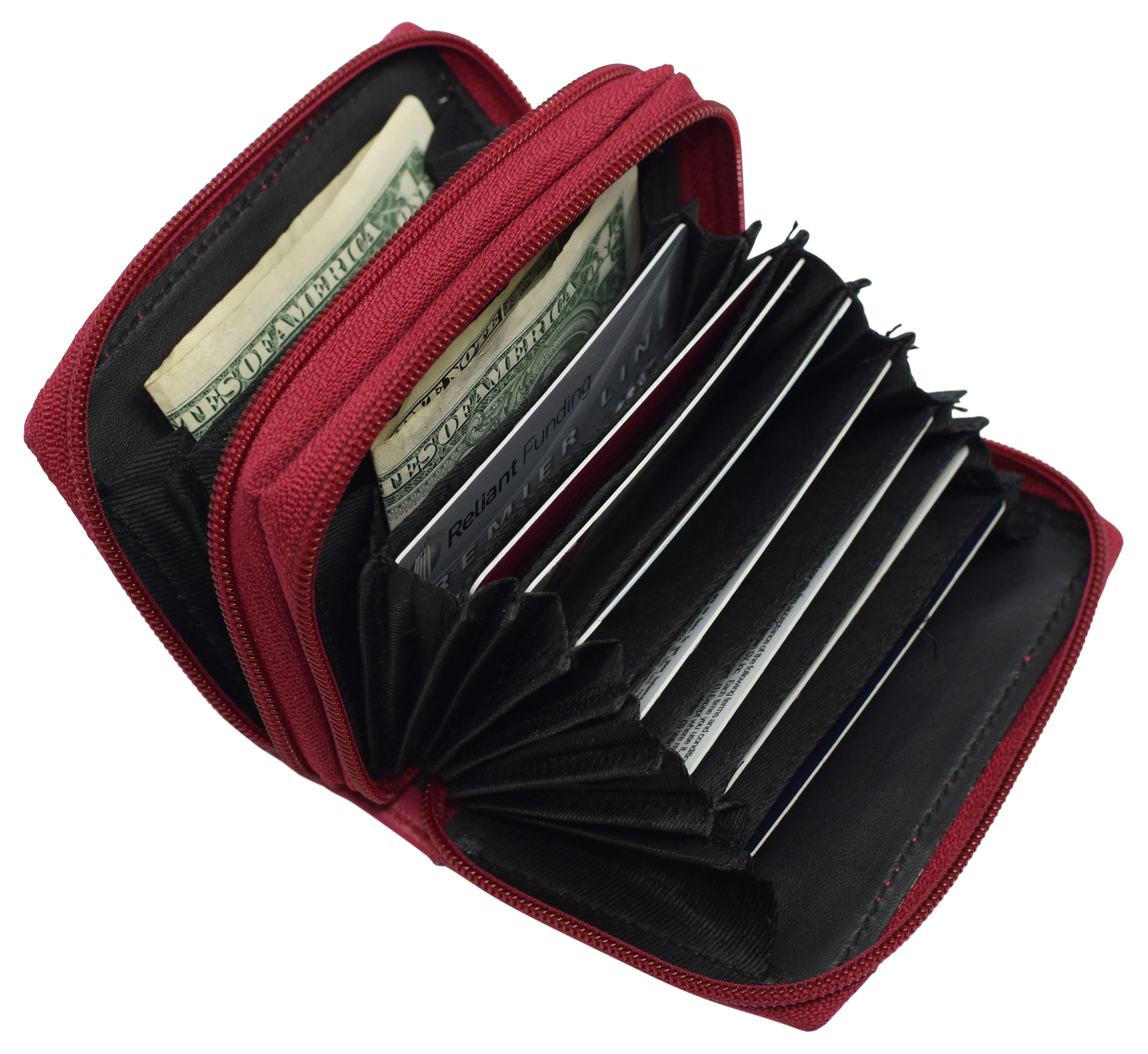 Genuine Leather Rfid Identity Protected Double Zippered Accordion Wallet Dont Miss This Offer Trendy Picks Today