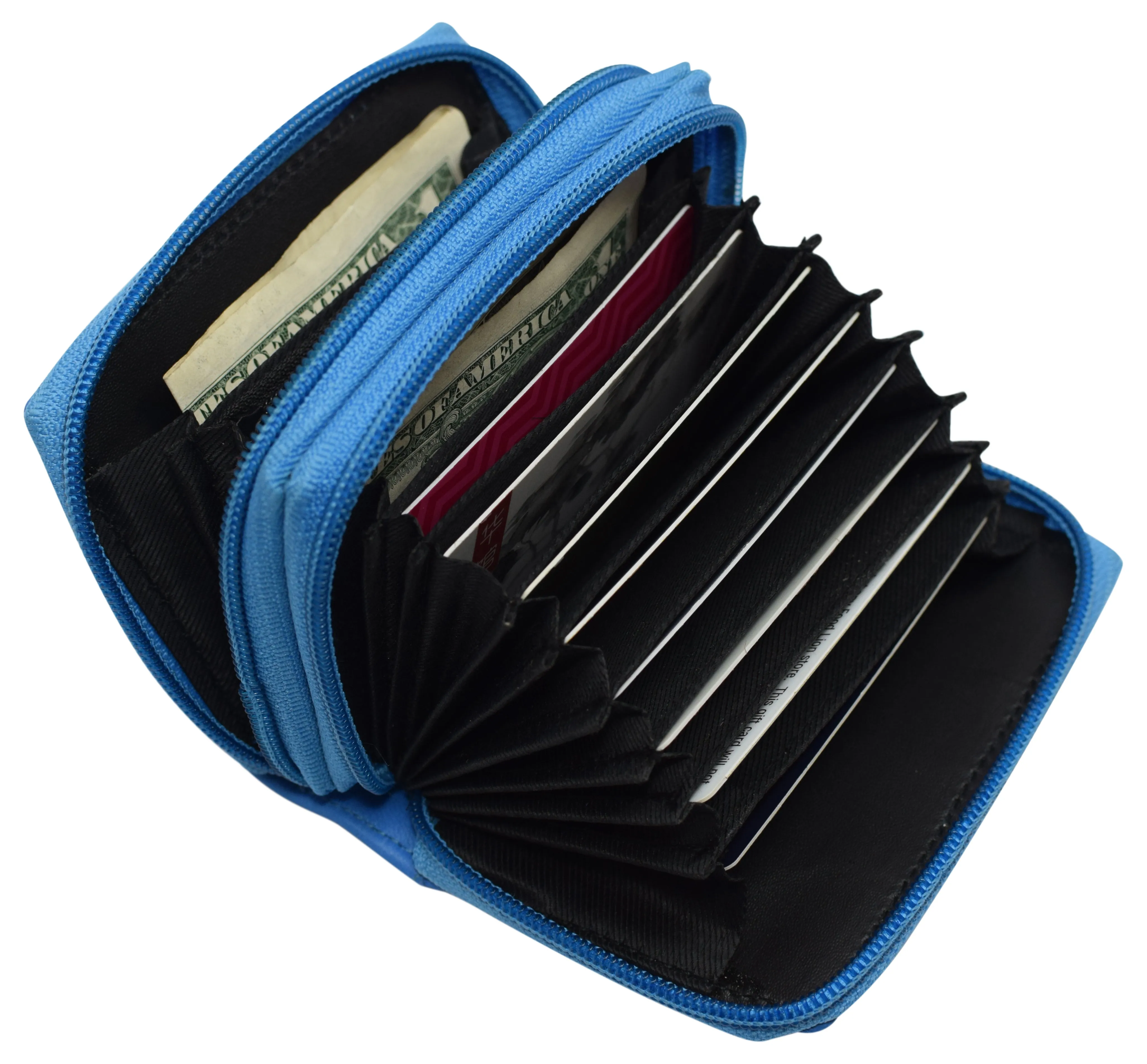 Genuine Leather Rfid Identity Protected Double Zippered Accordion Wallet Save Big Today Clearance Event