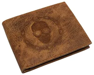 Hot Offer Inside Rfid Blocking Chain Skull Men'S Bifold Genuine Leather Wallets