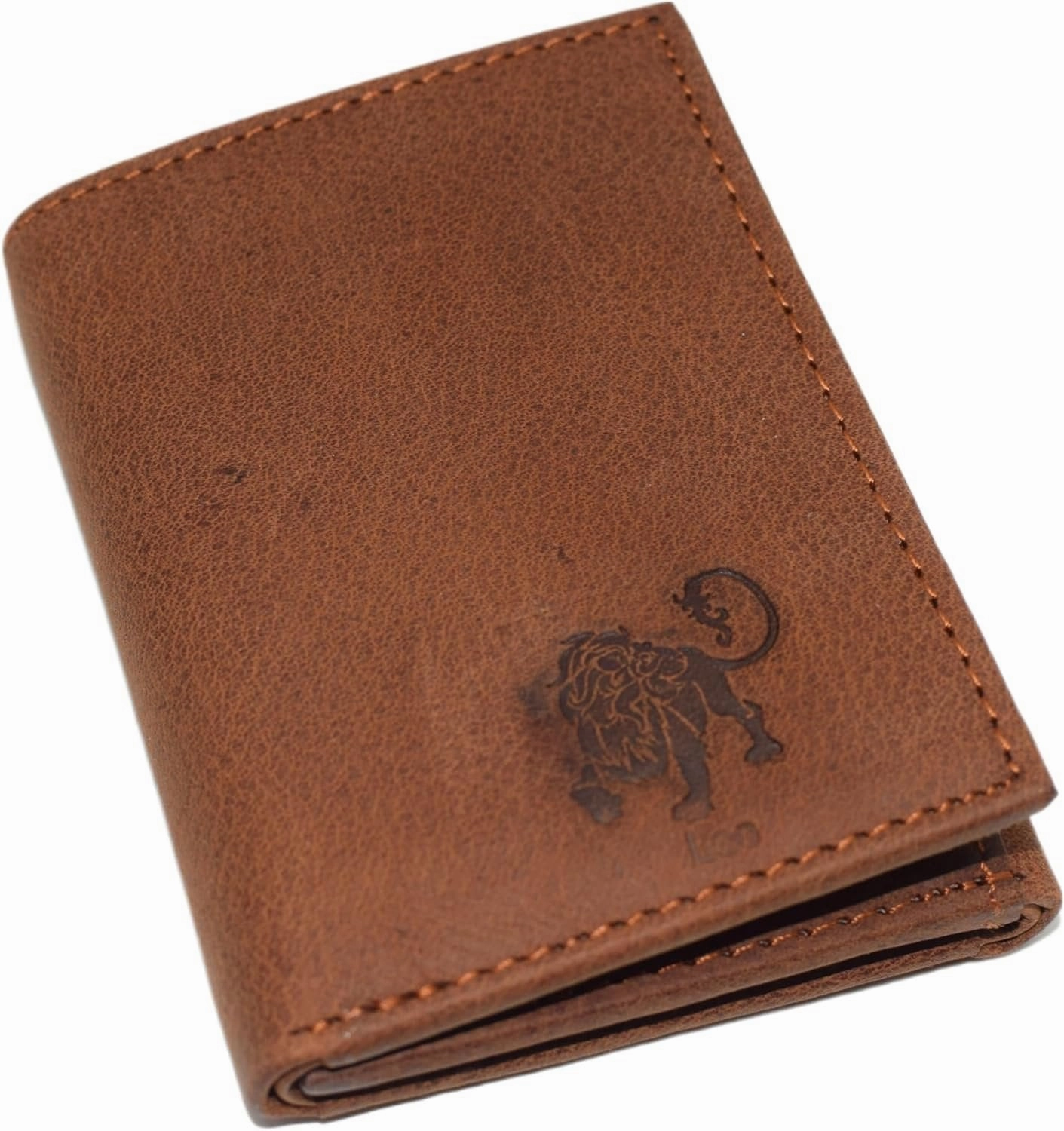 Leo Zodiac Sign Rfid Blocking Cowhide Leather Men'S Bifold Trifold Wallet Logo (Bifold) Limited Time Discount