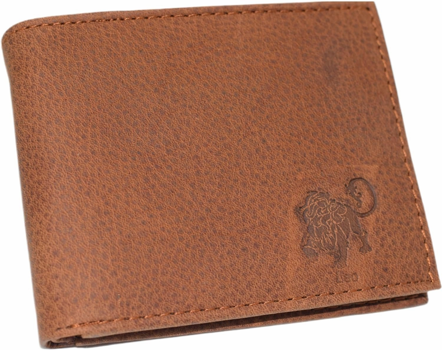 Leo Zodiac Sign Rfid Blocking Cowhide Leather Men'S Bifold Trifold Wallet Logo (Bifold) Hot Savings Alert