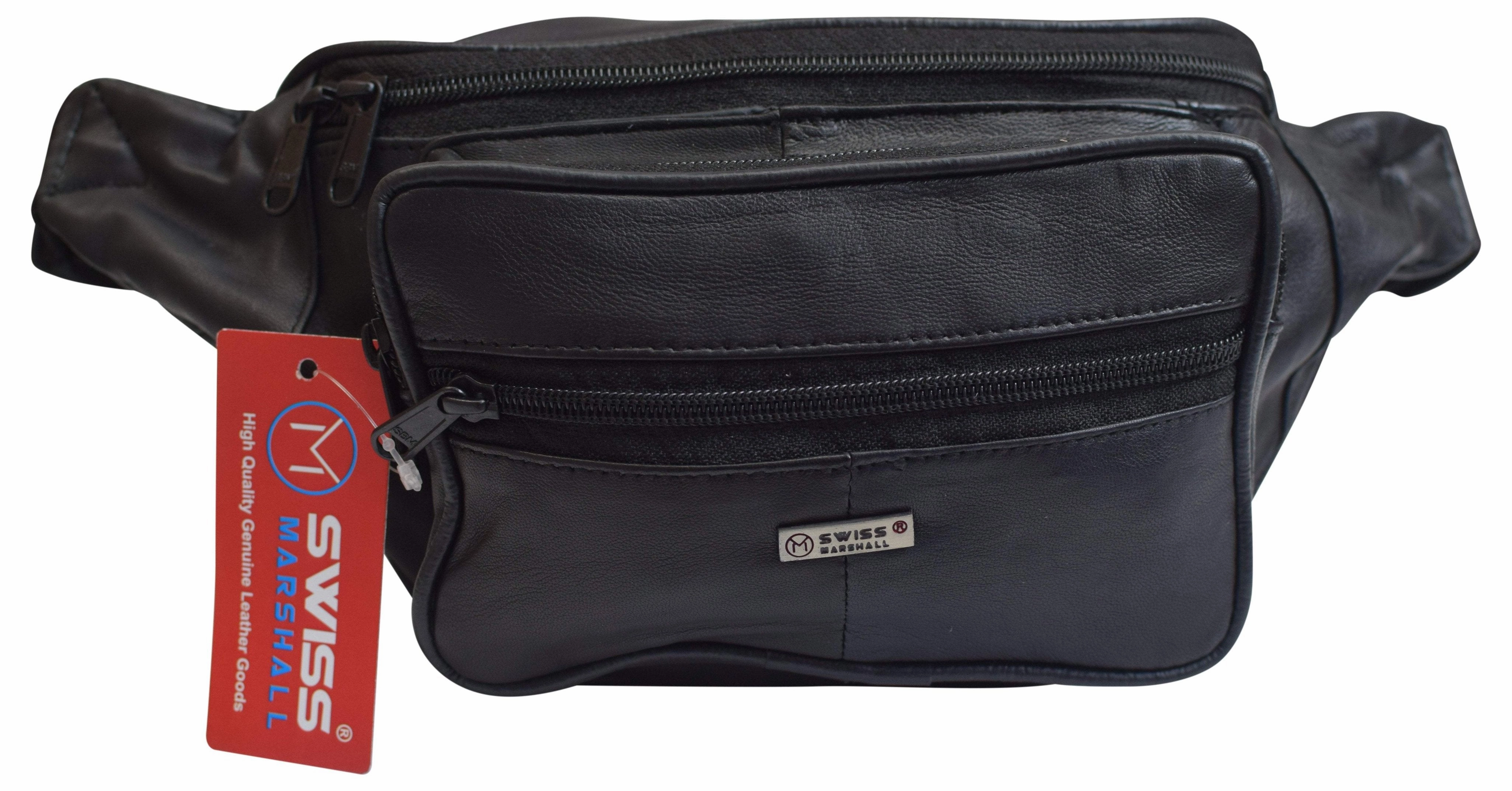 Swiss Marshall Genuine Leather Fanny Pack Waist Bag Classic Style Travel Organizer Today Only Steal
