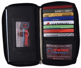 Swiss Marshall Rfid Women'S Deluxe Double Zipper Credit Card Id Checkbook Holder Premium Leather Wallet Perfect Gift Sale