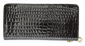 Womens Single Zip Around Croco Design Wristlet Clutch Organizer Shinny Wallet 117-921 (C) Instant Savings Inside Shop Smart Deals