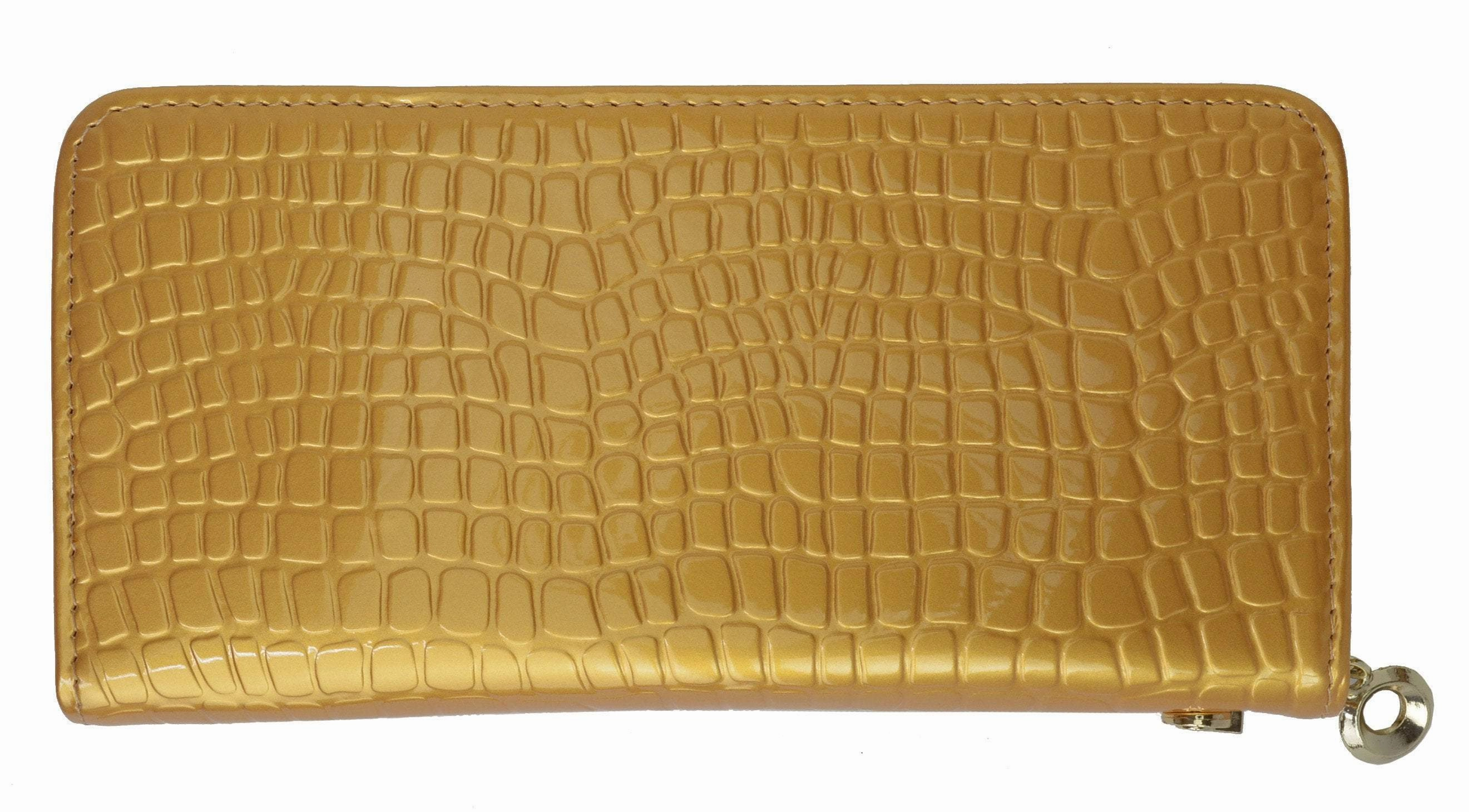 Womens Single Zip Around Croco Design Wristlet Clutch Organizer Shinny Wallet 117-921 (C) Dont Wait Save Today Dont Miss This Steal