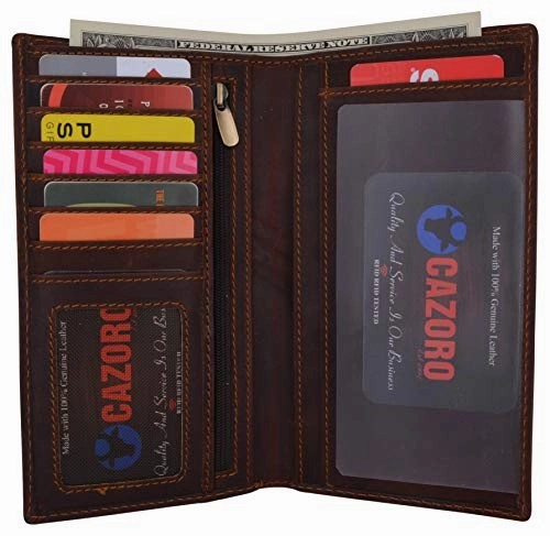 Big Price Drop Trending Hot Deal Leather Long Wallets For Men - Rfid Blocking Brown Mens Long Wallet & Checkbook Wallet For Men - Rustic Mens Long Wallet
