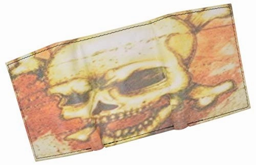 Surprise Offer Now Mens Trifold Leather Skull Picture Wallet With Printed Logo Gift Box
