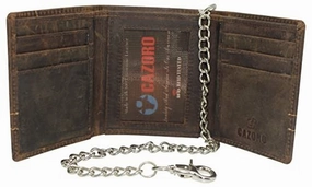 Rfid Blocking Men'S Chain Biker Vintage Genuine Leather Slim Trifold Wallet Today Only Discount Trending Hot Picks