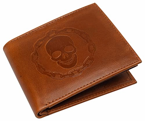 Rfid Blocking Chain Skull Men'S Bifold Genuine Leather Wallets Dont Miss This Deal Instant Hot Deal