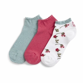 Fairfax & Favor Signature Ladies Trainer Socks (3 Pairs) - Floral/Mint/Cherry Dont Miss This Deal