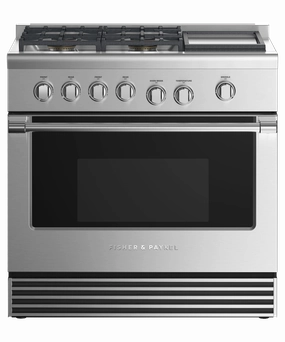 Fisher & Paykel RDV2364GDLN Dual Fuel Range, 36", 4 Burners With Griddle