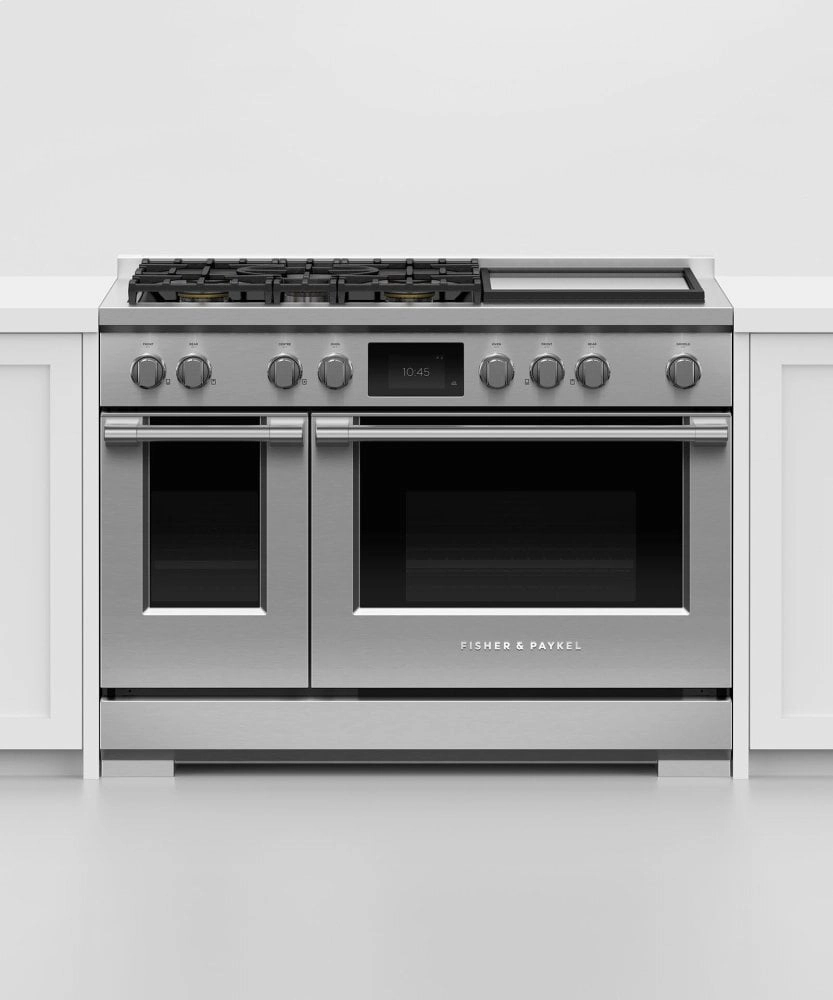 Fisher & Paykel RDV3485GDL Dual Fuel Range, 48", 5 Burners With Griddle, Self-Cleaning, Lpg