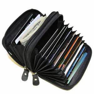 Genuine Leather Credit Card Wallet With Zipper Case Holder Security Travel Rfid Blocking Instant Savings Deal