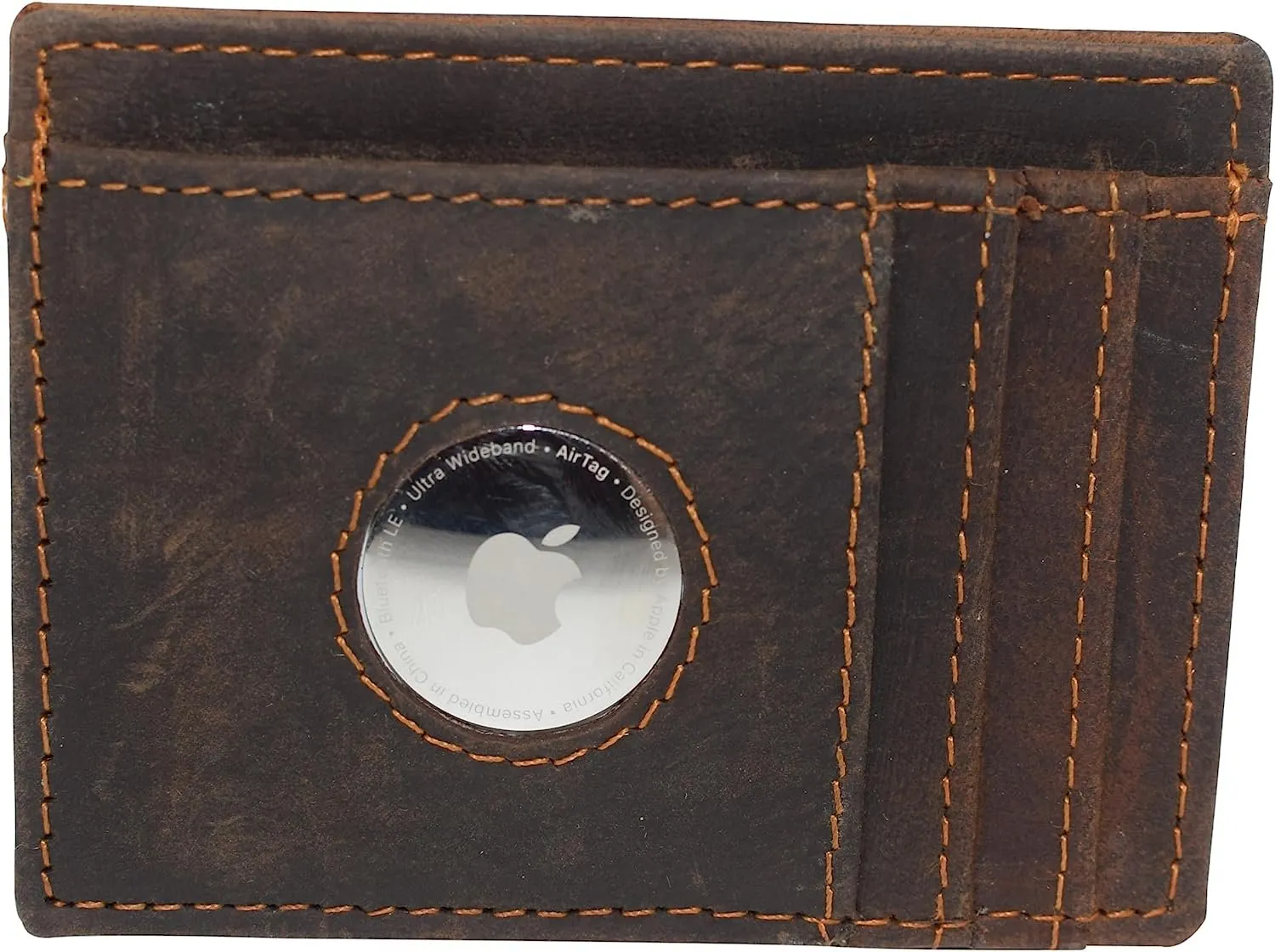 Airtag Holder Wallet Rfid Vintage Leather Slim Minimalist Card Holder Compatible With Airtag (Brown) Limited Time Steal