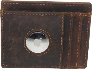Airtag Holder Wallet Rfid Vintage Leather Slim Minimalist Card Holder Compatible With Airtag (Brown) Limited Time Steal