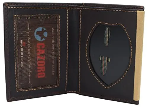 Rfid Blocking Genuine Vintage Leather Bi-Fold Badge Holder Wallet Shield Style With Id Window Weekend Specials New Arrival Discount