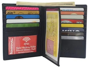 Rfid Blocking Genuine Leather Extra Capacity Large Hipster Bifold Wallet Shop Smart Save Todays Hot Savings