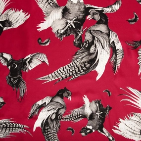 Hot Clearance Now Big Sale Today Clare Haggas Turf War Monochrome Large Twill Silk Scarf - Limited Edition - Cerise