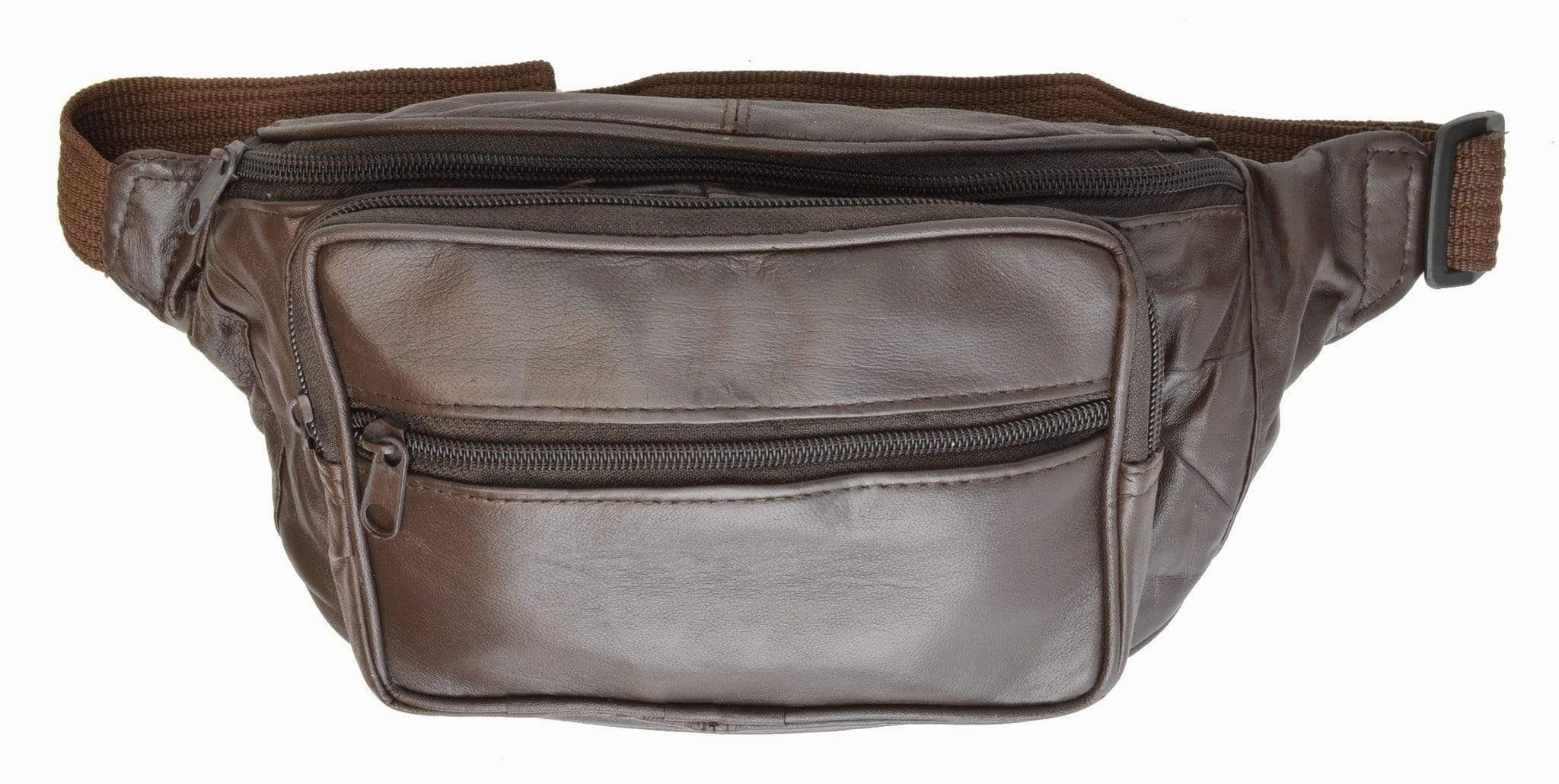 Hot Item Clearance Genuine Leather Waist Fanny Pack Belt Bag Pouch Travel Hip Purse Men Women 005 (C)