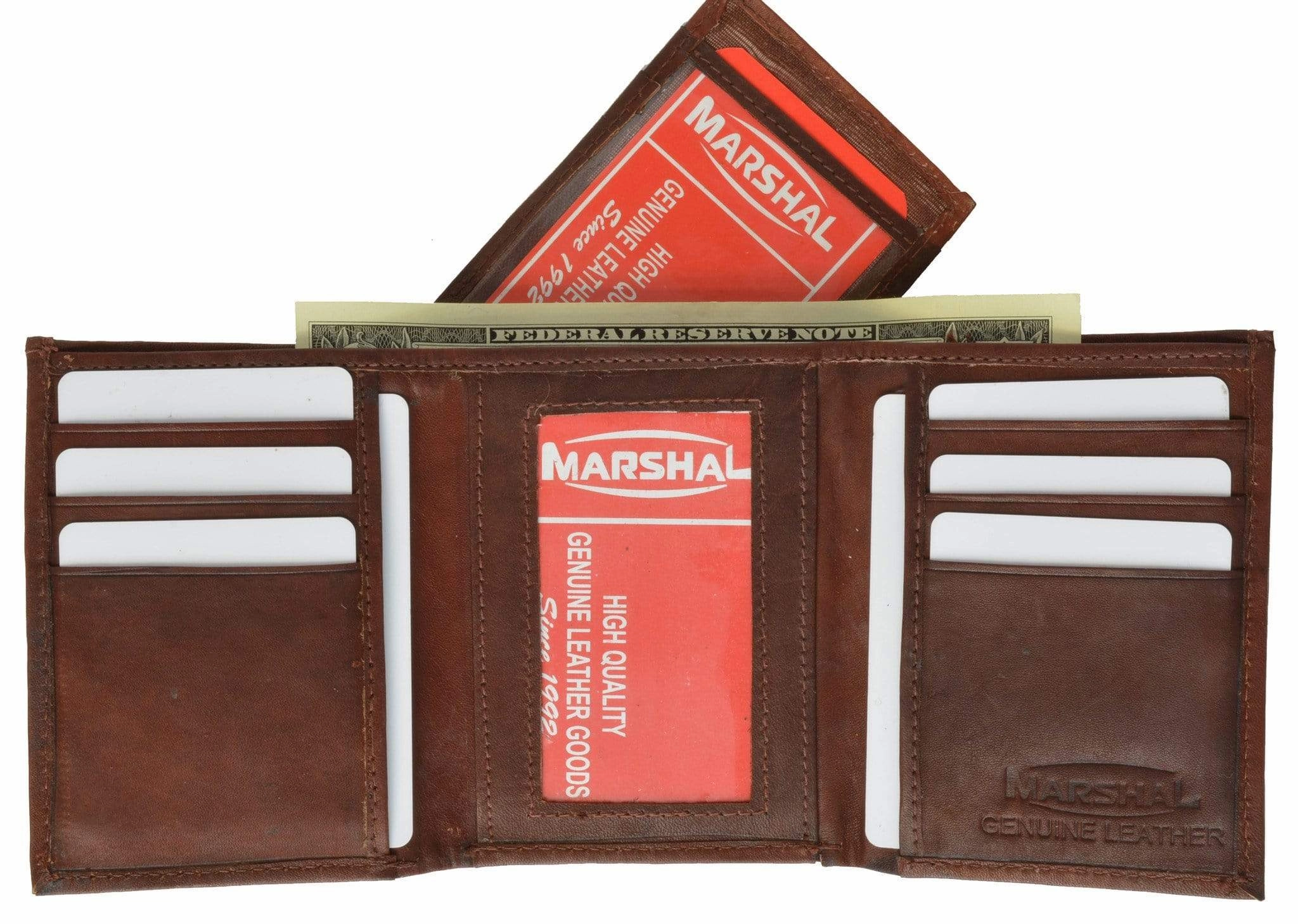 Cowhide Leather Removable Flap Card Id Holder Trifold Wallet 1955 Cf Save Big Today
