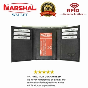 Hot Sale Alert Genuine Leather Slim Trifold Wallet For Men With Id Window Rfid Blocking