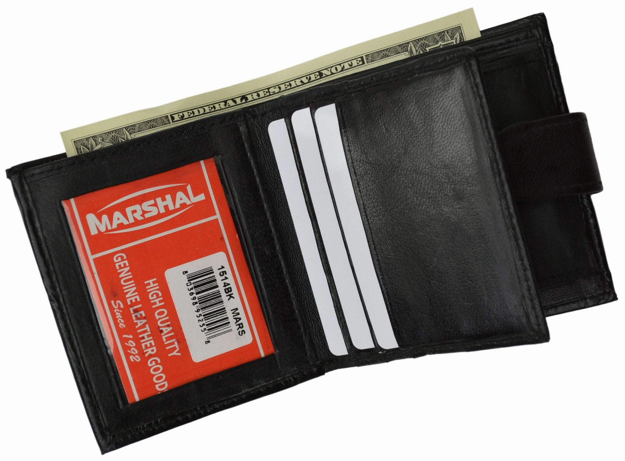 Shop the Savings Mens Lamb Leather Card Holder Bifold Id Wallet W/Snap Closure 1514