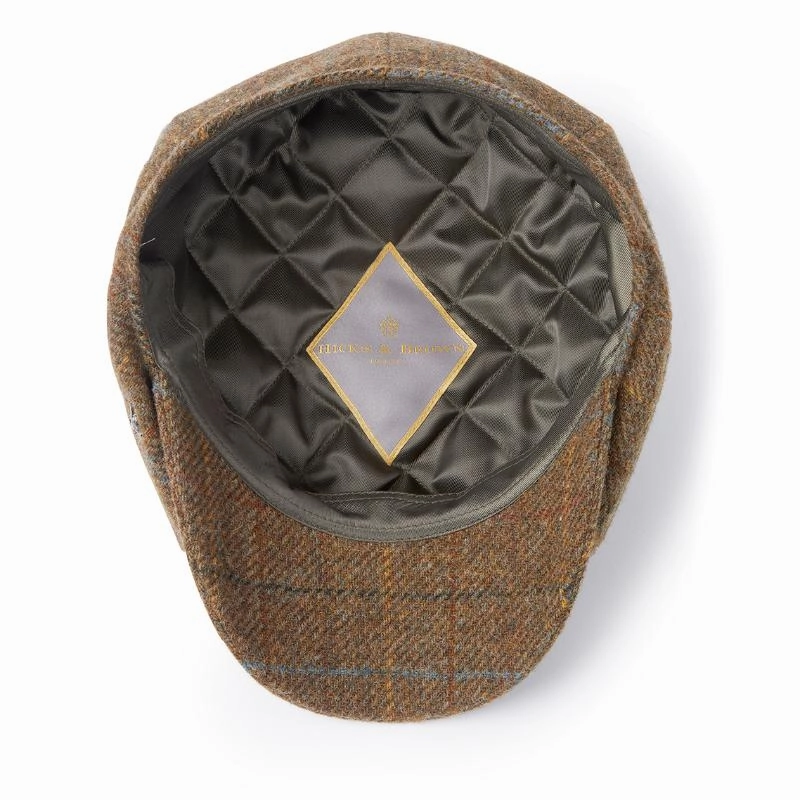 Clearance Steal Today Hicks & Brown Felsham Bakerboy Tweed Cap - Brown