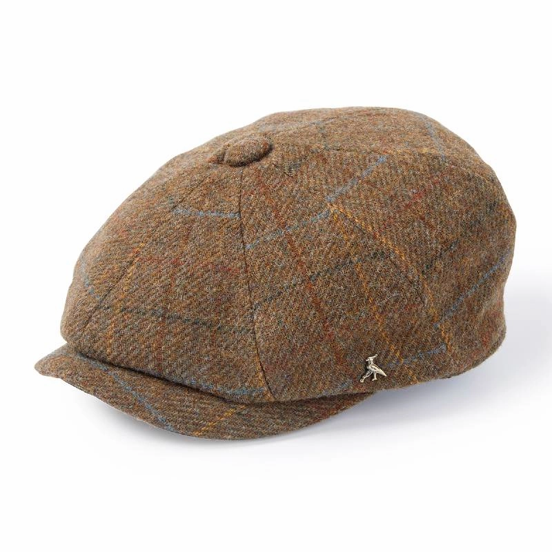 Grab It Fast Hicks & Brown Felsham Bakerboy Tweed Cap - Brown