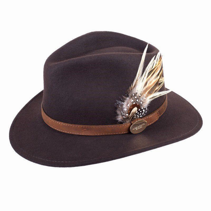 Hicks & Brown Suffolk Guinea & Pheasant Fedora Hat - Brown Special Steal Event