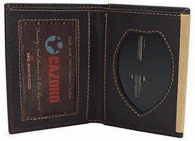 Rfid Blocking Genuine Vintage Leather Bi-Fold Badge Holder Wallet Shield Style With Id Window Weekend Specials New Arrival Discount