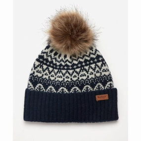 Hot Pick Online Best Deal Alert Barbour Alpine Ladies Fairisle Pom Beanie - Navy