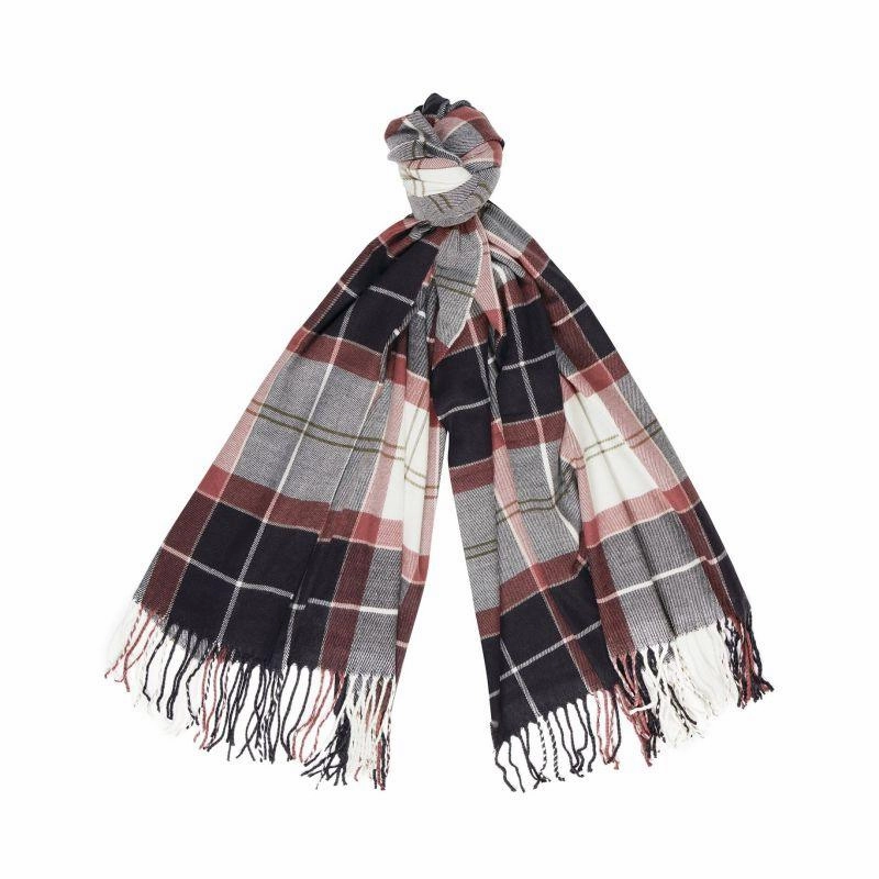Daily Deal Frenzy Trendy Picks Today Barbour Hailes Ladies Tartan Wrap Scarf - Midnight Berry