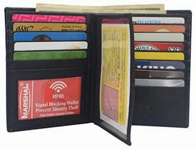 Rfid Blocking Genuine Leather Extra Capacity Large Hipster Bifold Wallet Shop Smart Save Todays Hot Savings