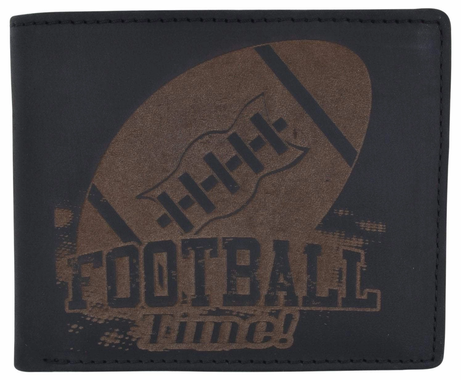 Clearance Sale Now Football Logo Mens Rfid Blocking Genuine Leather Bifold Wallet