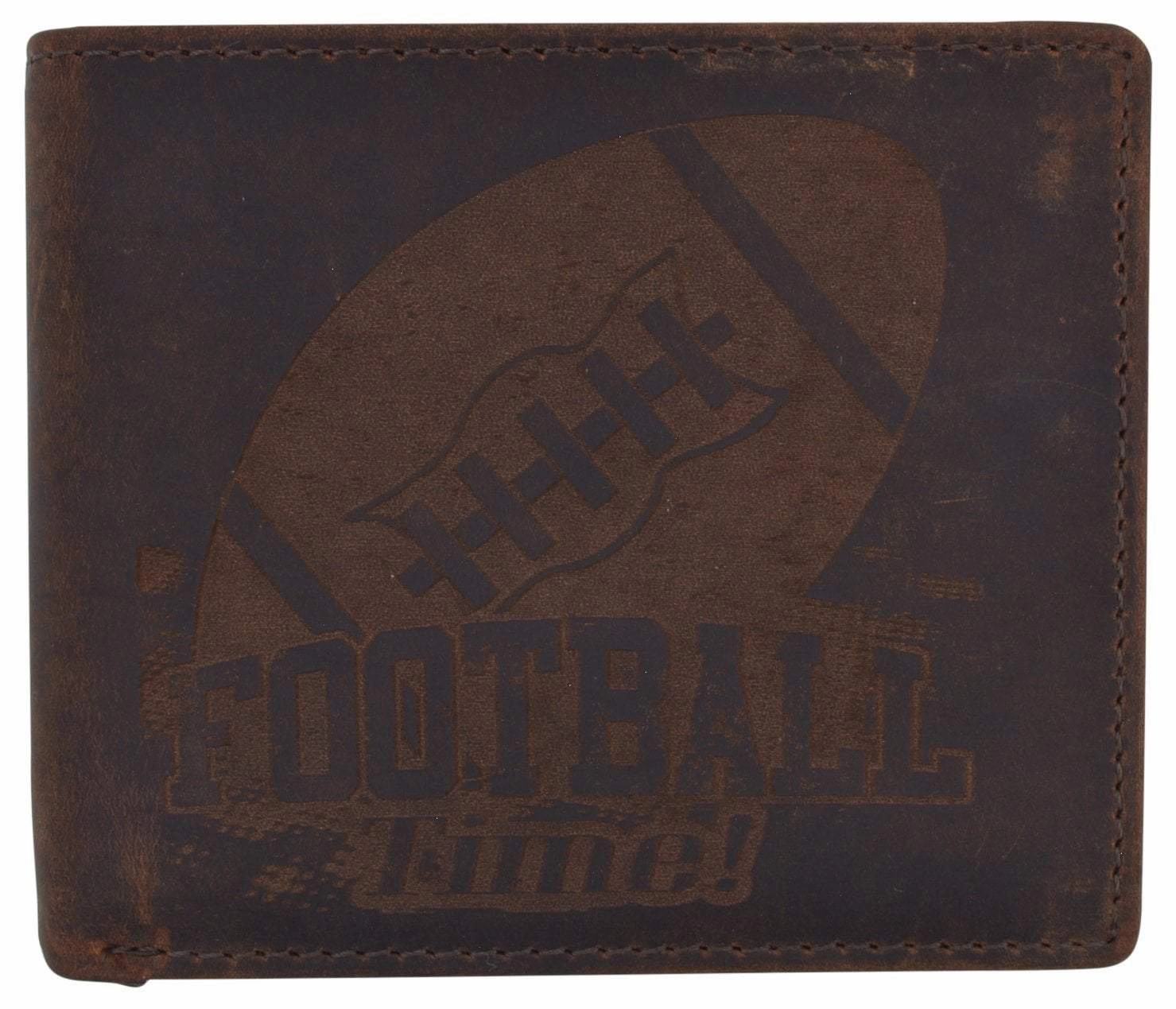 Football Logo Mens Rfid Blocking Genuine Leather Bifold Wallet Daily Clearance Deal