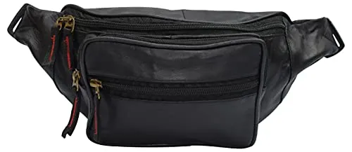 Front Pocket Rfid Protected Genuine Leather Fanny Pack Waist Bag Organizer With Adjustable Belt Multiple Pockets For Men And Women Hot Offer Event Flash Discount Today