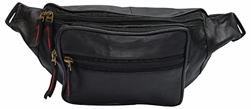 Front Pocket Rfid Protected Genuine Leather Fanny Pack Waist Bag Organizer With Adjustable Belt Multiple Pockets For Men And Women Hot Offer Event Flash Discount Today
