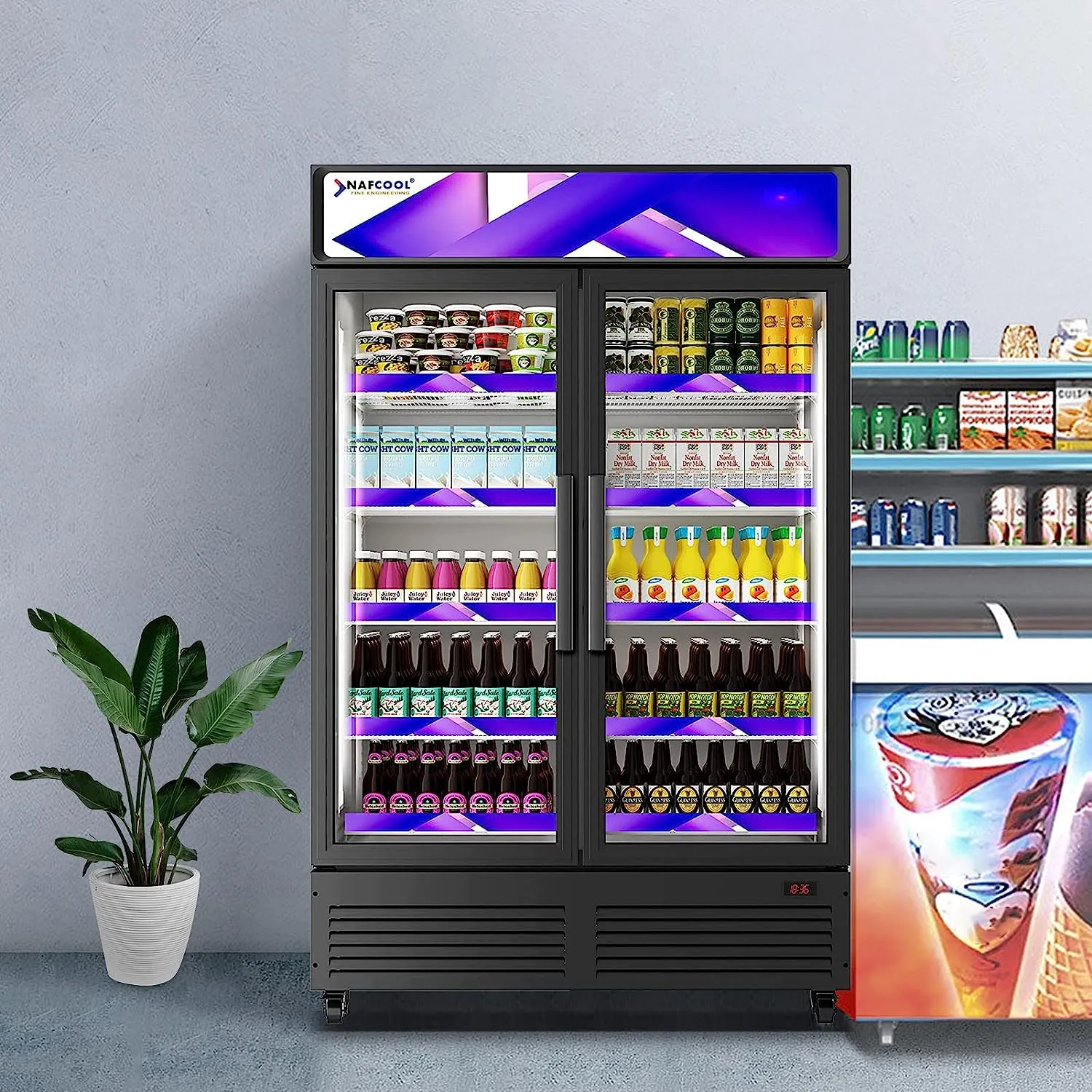 GDR47(H) ?TWO SECTION Glass Door Merchandiser Refrigerator