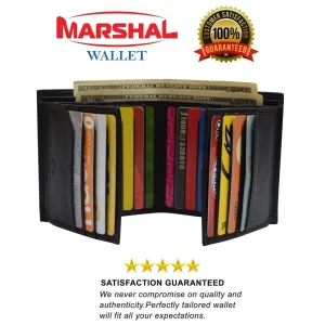 Unmissable Deal Today Genuine Leather Men'S Bifold Wallet Slim Hipster Cowhide Credit Card Rfid Black