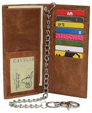 Hot Picks Today Today Only Hot Pick Genuine Leather Men'S Chain Biker Wallet Long Bifold Checkbook Rfid Blocking Wallets For Men