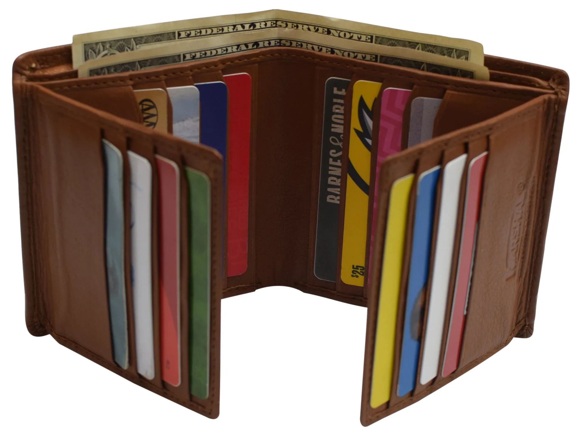 Trending Now Discount Genuine Leather Men'S Dual Credit Card Id Flap Bifold Wallet Passcase Rfid Blocking