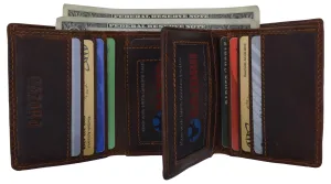 Genuine Leather Mens Rfid Blocking Slim Trifold Wallet With 12 Cards 1 Id Window   2 Note Compartments. Save Today Event