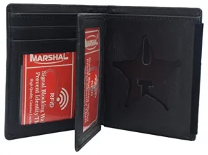 Trending Savings Now Online Exclusive Deal Genuine Leather Rfid Blocking Five-Point Star Hidden Badge Holder Wallet