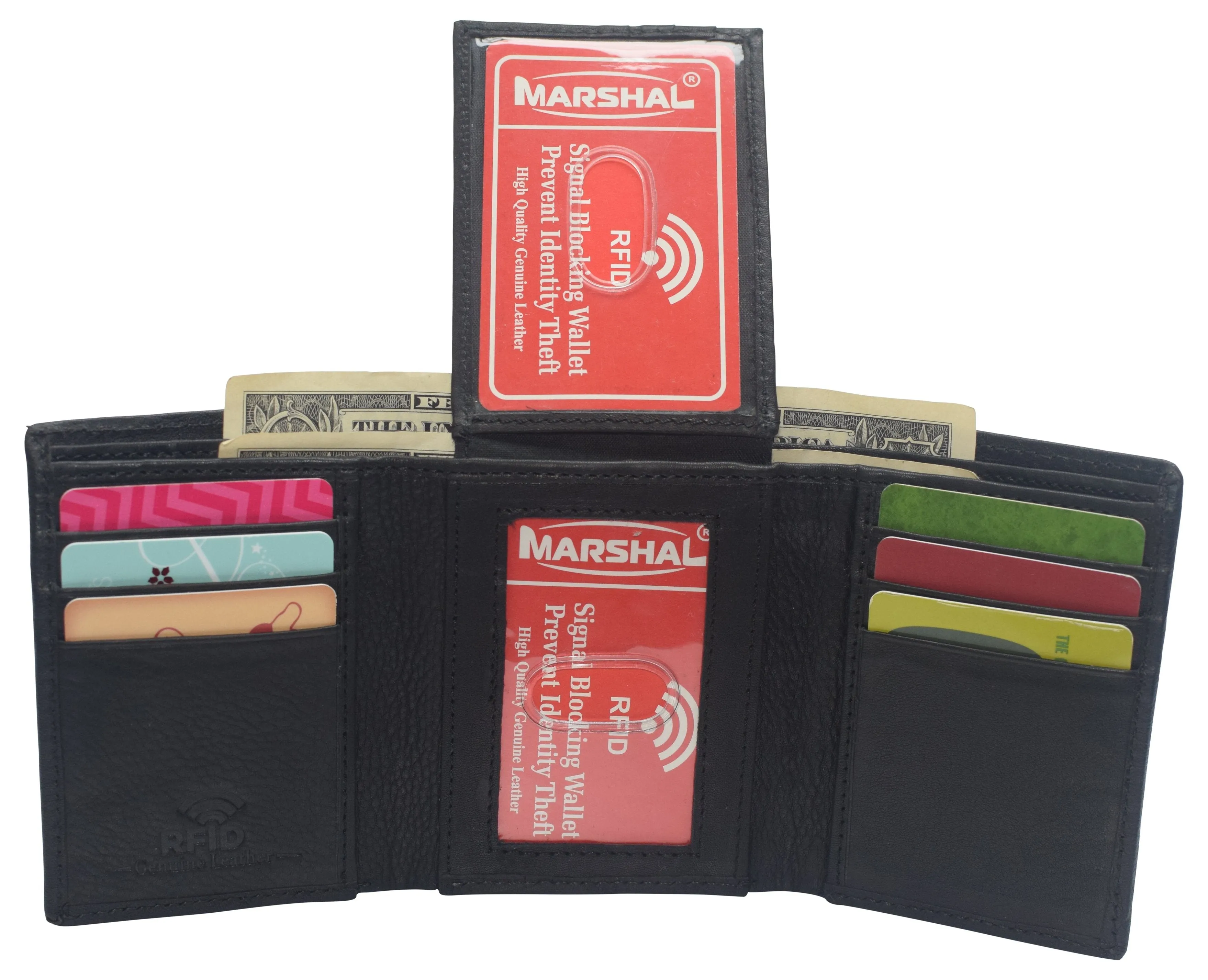 Hot Sale Today Shop Now Save Genuine Leather Trifold Wallets For Men - Mens Wallet With 2 Flip-Up Id Windows Rfid Blocking Gifts For Men